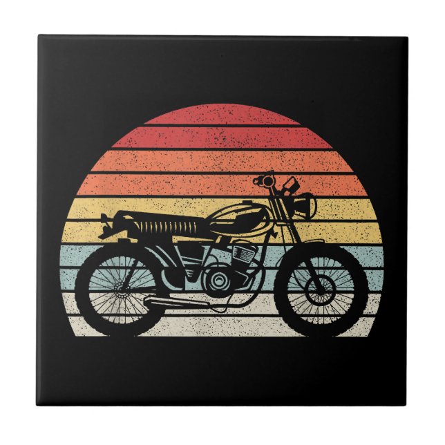 Vintage Retro Motorcycle Tile (Front)