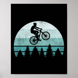 Vintage Retro Mountain Bike Biking Blue Sunset  Poster