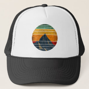 Vintage Retro Mountain Climbing Hiking Mountaineer Trucker Hat