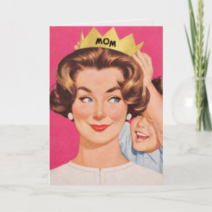 Vintage Retro Mum Crown Mother’s Day Card 
