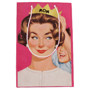 Vintage Retro Mum Crown Mother’s Day Medium Gift Bag