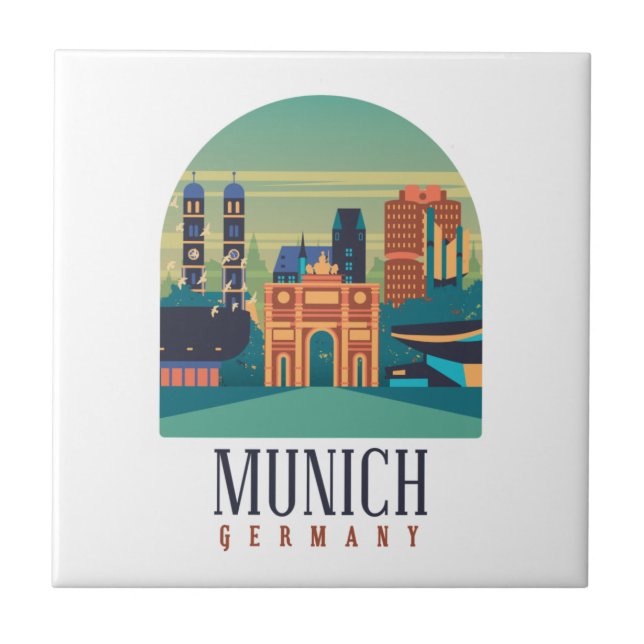Vintage Retro Munich Bavaria Germany  Tile (Front)