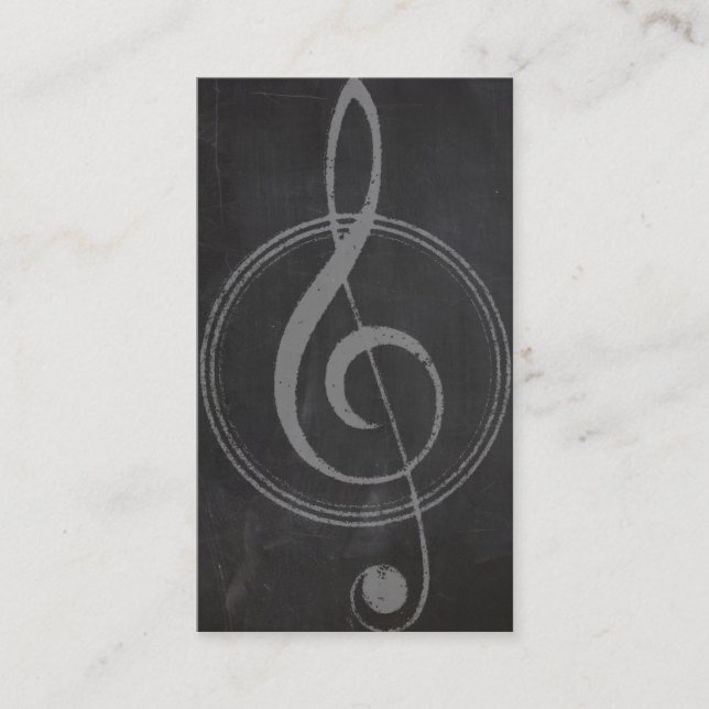 Vintage Retro Music Clef Symbol Chalkboard Business Card (Front)