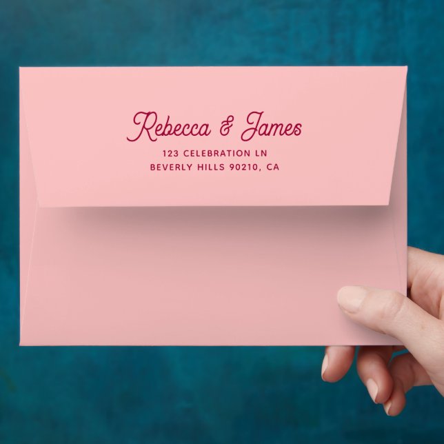 Vintage Retro Names Light Pink Peachy Wedding  Envelope (Hand)
