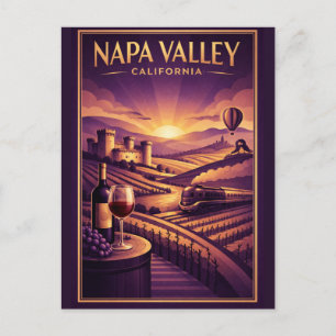 Vintage Retro Napa Valley California Wine Postcard