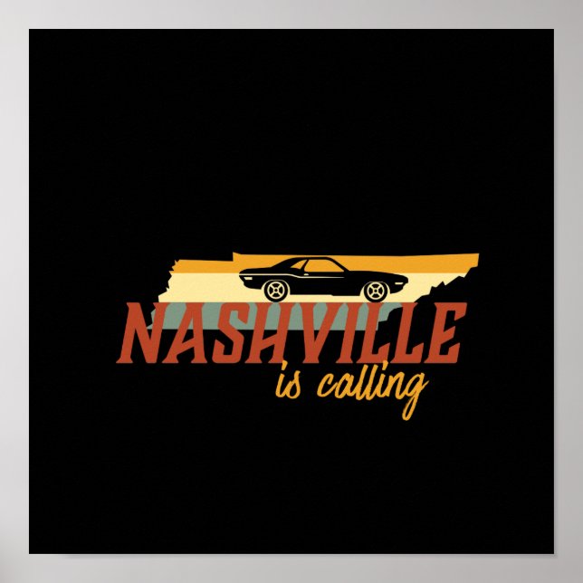 Vintage Retro Nashville Tennessee USA City Map Poster (Front)