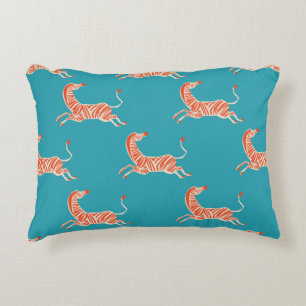 vintage retro neon color Zebra illustration patter Decorative Cushion