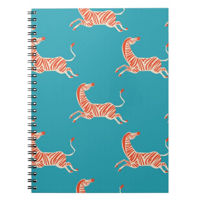 vintage retro neon colour Zebra illustration motif Notebook (Front)