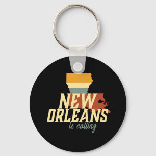 Vintage Retro New Orleans Louisiana USA City Map Key Ring