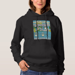 Vintage Retro New York City Skyline Ny  Manhattan  Hoodie