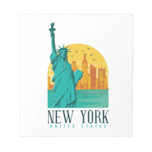 Vintage Retro New York Skyline Notepad