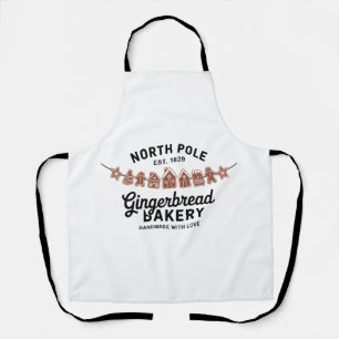 Vintage Retro North Pole Gingerbread Bakery Xmas Apron