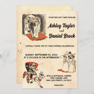 Vintage Retro Old Ancient Pop Art Rustic Wedding Invitation