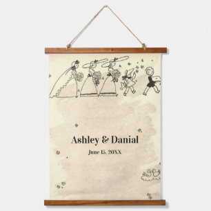 Vintage Retro Old Bride Bridesmaids Rustic Wedding Hanging Tapestry