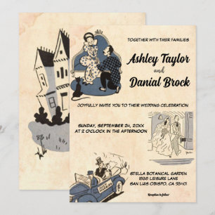 Vintage Retro Old Classic Ancient Romantic Wedding Invitation