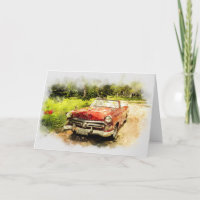Vintage Retro Old Classic Car Automobile Greeting