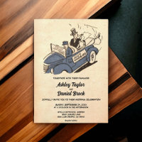 Vintage Retro Old Just Married Couple 50s Wedding