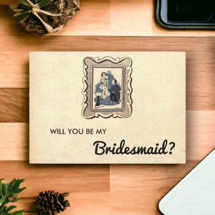Vintage Retro Old Romantic Rustic Bridesmaid Card