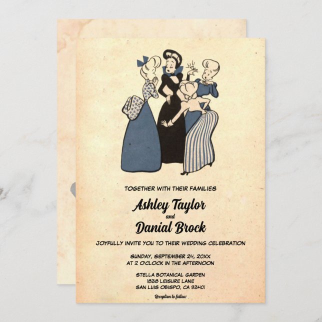 Vintage Retro Old Rustic Funny Sarcasm Wedding Invitation (Front/Back)
