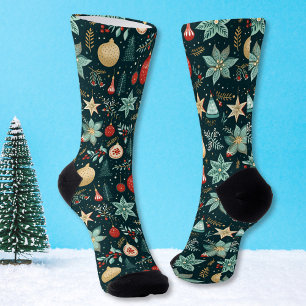 Vintage Retro Ornaments Christmas Socks