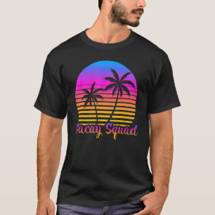 Vintage Retro Palm Tree Sunset Vacay Squad Summer T-Shirt