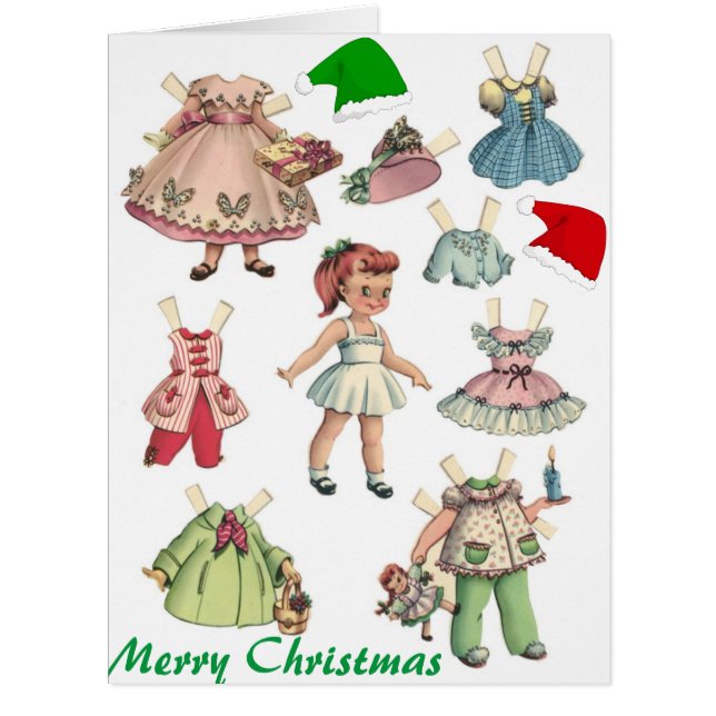 Vintage Retro Paper Doll Card and Games (Front)