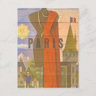 Vintage Retro Paris Travel Tourism Postcard