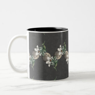Vintage Retro Pattern Botanical Whimsical Two-Tone Coffee Mug