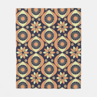 Vintage retro pattern in orange and yellow fleece blanket