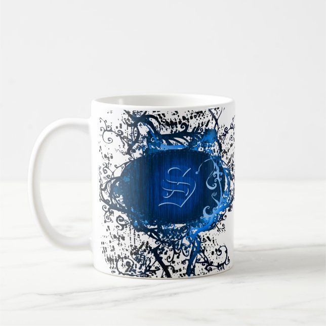 Vintage Retro Pattern Monogram S Coffee Mug (Left)