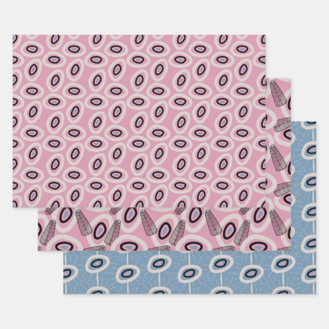Vintage Retro Pattern Wrapping Paper Sheet (Set)