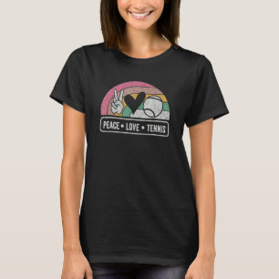 Vintage Retro Peace Love Tennis Cute Women Teen Li T-Shirt