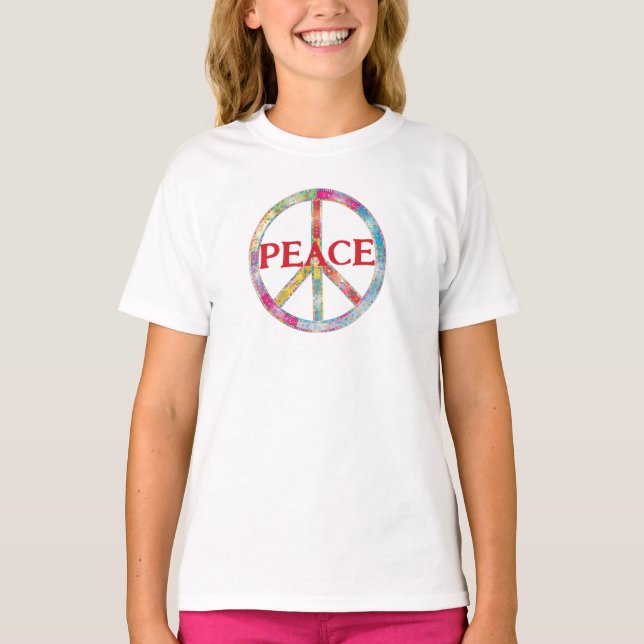 Vintage Retro Peace Sign Design T-Shirt (Front)