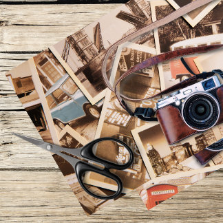 vintage retro photos and camera tissue paper