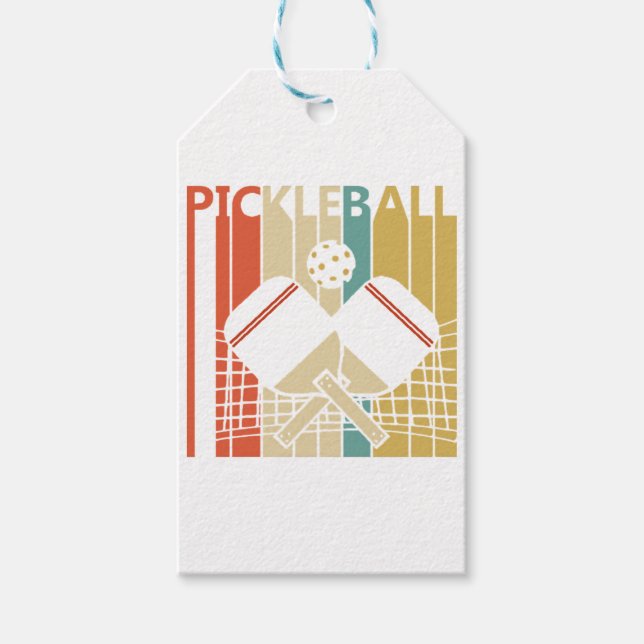 Vintage Retro Pickleball  Gift Tags (Front)