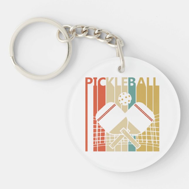 Vintage Retro Pickleball  Key Ring (Front)