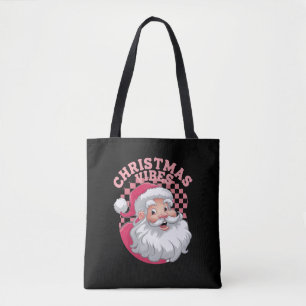 Vintage Retro Pink Santa Christmas Tote Bag