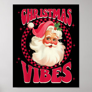 Vintage Retro Pink Santa Claus Face Men Women Kids Poster