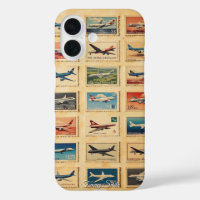 Vintage Retro Plane Stamps