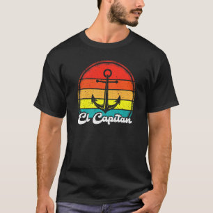 Vintage Retro Pontoon Boat Anchor Boating El Capit T-Shirt