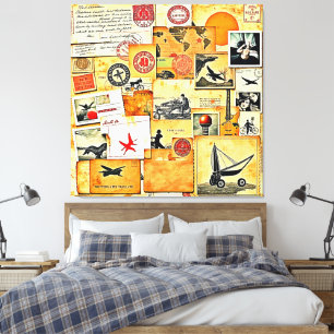 Vintage Retro Postcard Mix Canvas Print