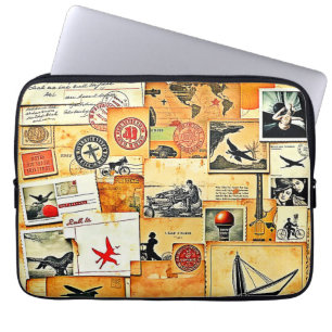 Vintage Retro Postcard Mix Laptop Sleeve