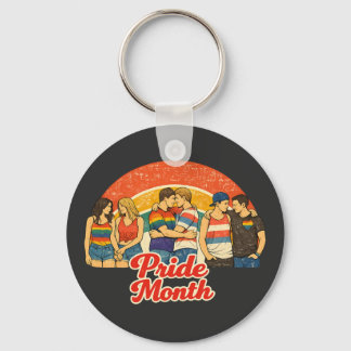 Vintage Retro Pride Month LGBTQ Celebration Key Ring