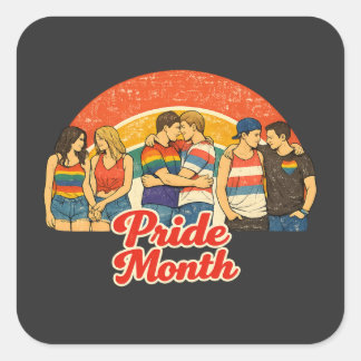 Vintage Retro Pride Month LGBTQ Celebration Square Sticker
