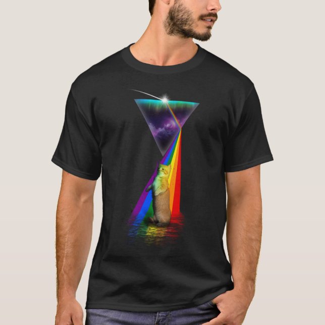 Vintage Retro Prism Munchkin Cat T-Shirt (Front)