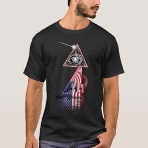 Vintage Retro Prism US Flag Brontosaurus T-Shirt