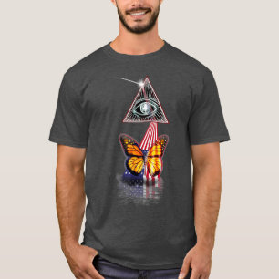 Vintage Retro Prism US Flag Butterfly T-Shirt