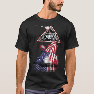 Vintage Retro Prism US Flag Gardening T-Shirt