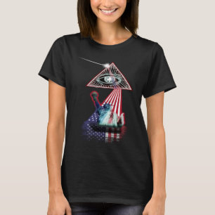 Vintage Retro Prism US Flag Statue Of Liberty T-Shirt