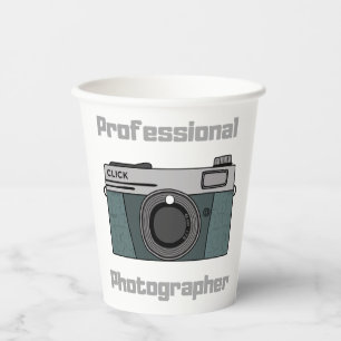 Vintage Retro Professional Photographer Camera Paper Cups